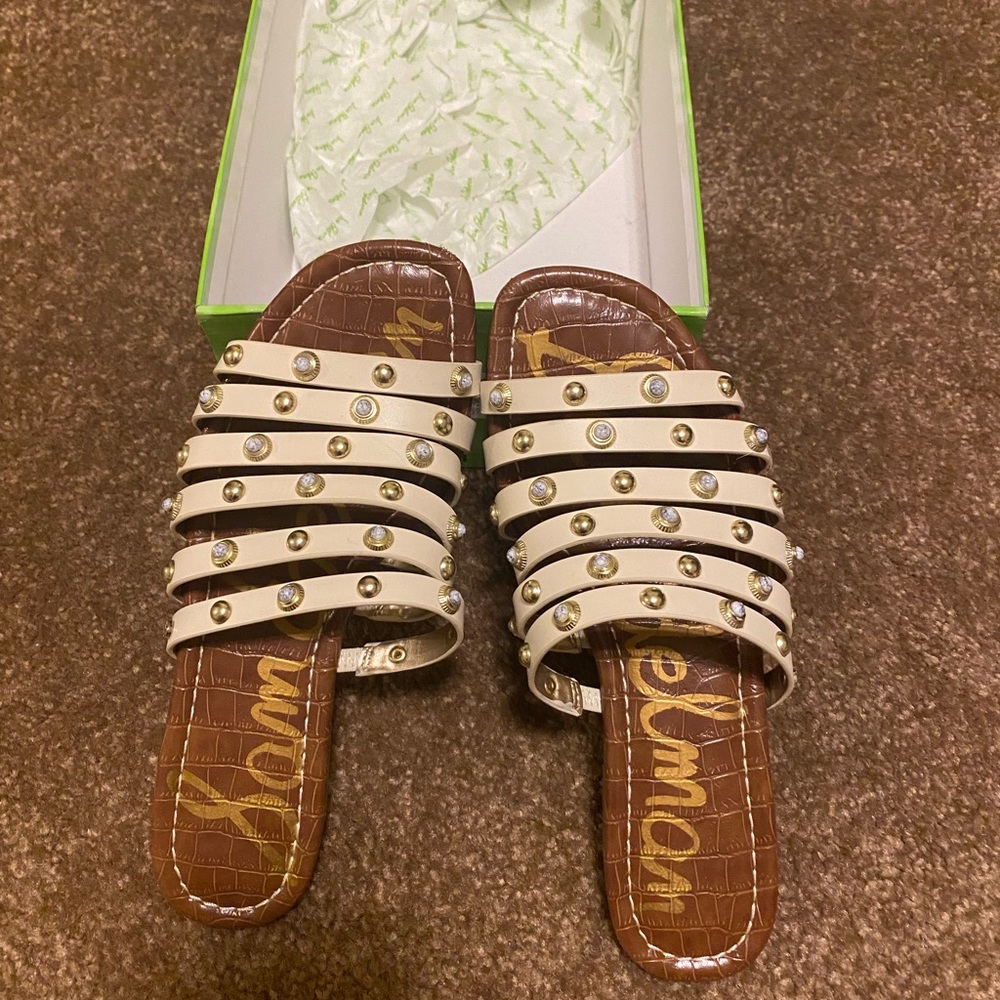 Sam Edelman women Size 7 Brea, Ivory Leather Sandals